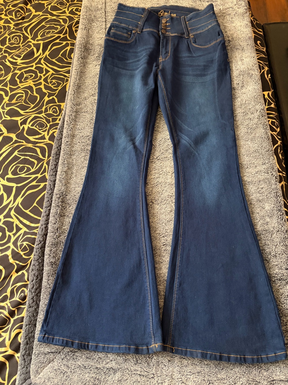 Buckle Wide Leg Jeans Blue Waist 13